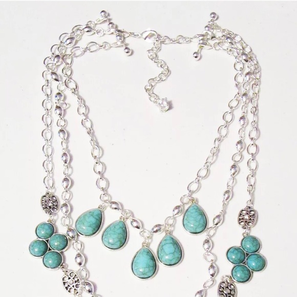 New Premier Designs Switch it Up Necklace- multistrand silver & turquoise 8 in 1 - Picture 3 of 8